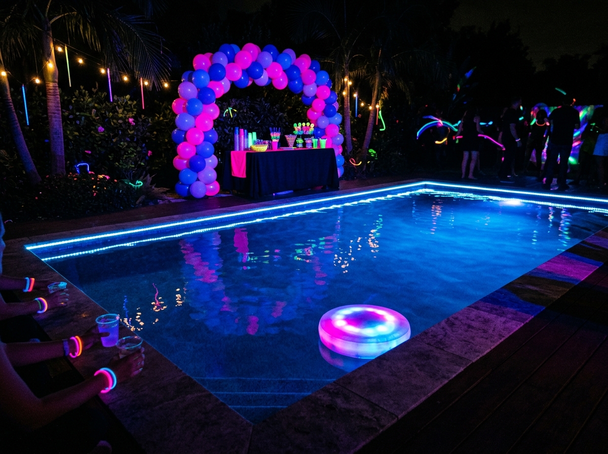Neon Pool Party Decorations that Glow After Dark