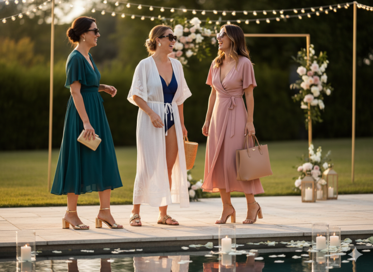 The Perfect Wedding Pool Party Outfit Depends on the Event Format!